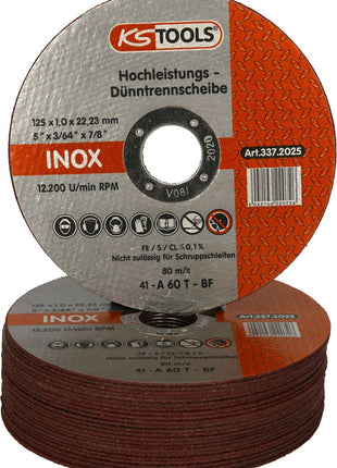 KS TOOLS Hochleistungs-Dünntrennscheibe, Ø 125mm, 1 mm, 25 Stück ( 337.2025 ) - Toolbrothers