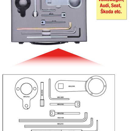 KS TOOLS Jeu d'outils de réglage moteur pour VAG, 9 pcs, Audi, Seat, Škoda, Volkswagen ( 400.2120 )