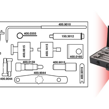 KS TOOLS Jeu d'outils de réglage moteur pour VAG, 21 pcs ( 400.2225 )