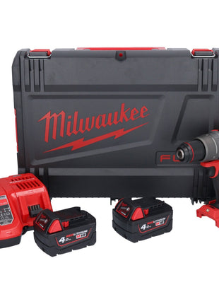 Milwaukee M18 FPD3-402X akumulatorowa wiertarko-wkrętarka udarowa 18 V 158 Nm bezszczotkowa + 2x akumulator 4,0 Ah + ładowarka + skrzynka HD