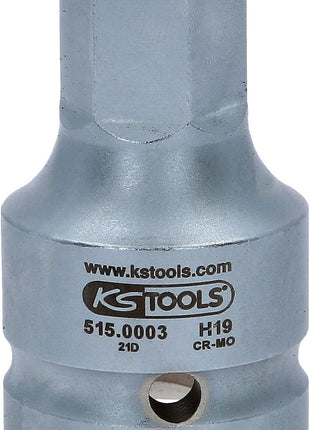 KS TOOLS 3/4" Kraft-Bit-Stecknuss Innensechskant kurz, 19mm ( 515.0003 ) - Toolbrothers