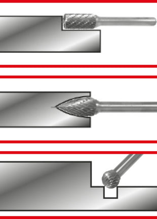 KS TOOLS HM Frässtift-Satz in Stahlblechkassette, 3-tlg ( 515.3203 ) - Toolbrothers