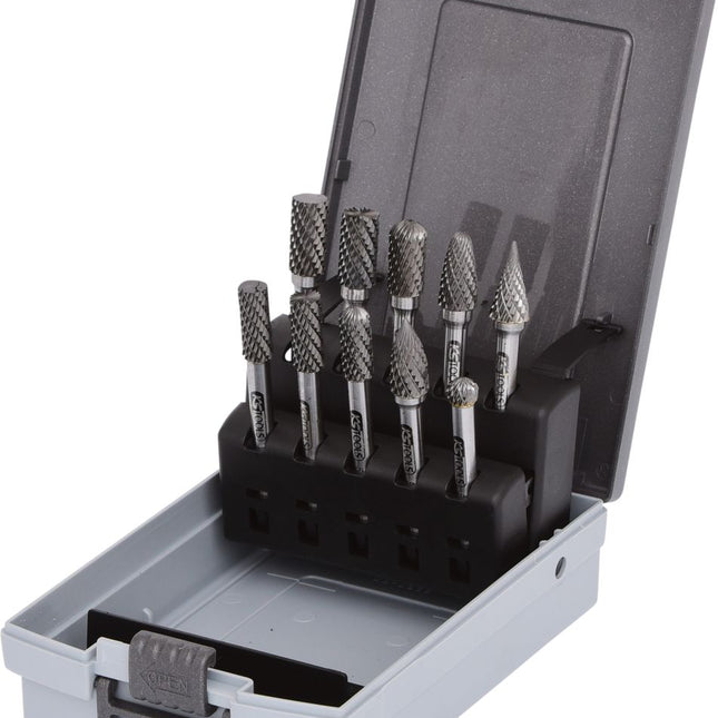 KS TOOLS HM Frässtift-Satz, Kunststoffkassette, 10-tlg ( 515.3220 ) - Toolbrothers