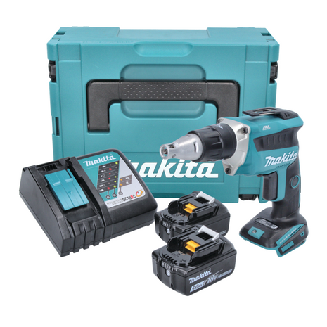 Makita DFS 452 RTJ Akku Schnellbauschrauber 18 V Brushless + 2x Akku 5,0 Ah + Ladegerät + Makpac - Toolbrothers