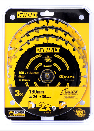 DeWalt DT10399 3er Pack 190 x 1,65 mm Extreme Kreissägen Sägeblatt - Toolbrothers