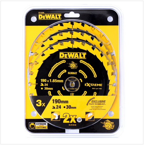 DeWalt DT10399 3er Pack 190 x 1,65 mm Extreme Kreissägen Sägeblatt - Toolbrothers