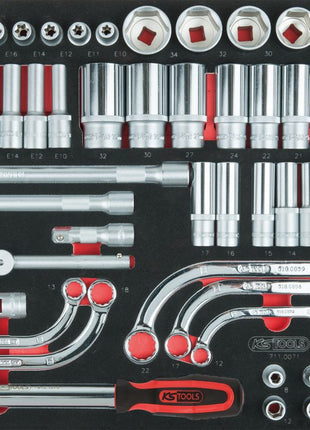 KS TOOLS 1/2" Steckschlüssel-Satz, 71-tlg, 1/1 Systemeinlage ( 711.0071 ) - Toolbrothers