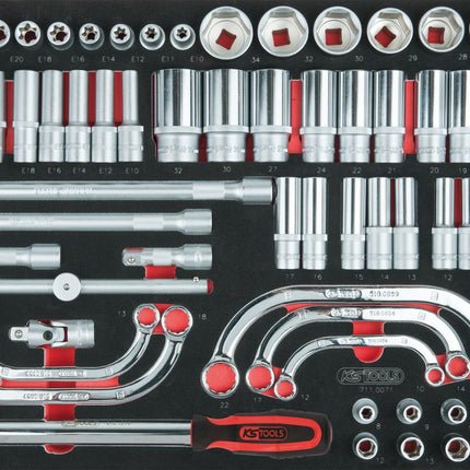 KS TOOLS 1/2" Steckschlüssel-Satz, 71-tlg, 1/1 Systemeinlage ( 711.0071 ) - Toolbrothers