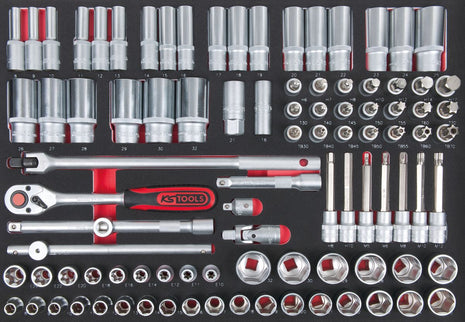 KS TOOLS SCS Steckschlüssel-Satz, 95-tlg, 1/2" in 1/1 Systemeinlage ( 711.0095 ) - Toolbrothers