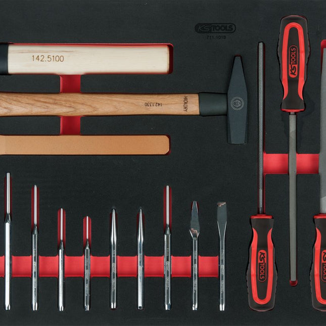 KS TOOLS Module de limes, marteaux et burins, 18 pcs, modules système 1/1 ( 711.1018 )