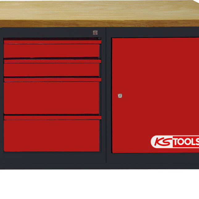 KS TOOLS Werkbank mit 4 Schubladen und 1 Tür, H840xB1200xT500mm ( 865.0006 ) - Toolbrothers