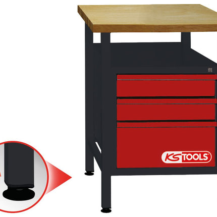KS TOOLS Etabli d'atelier 3 tiroirs 840x600x600mm  ( 865.0010 )