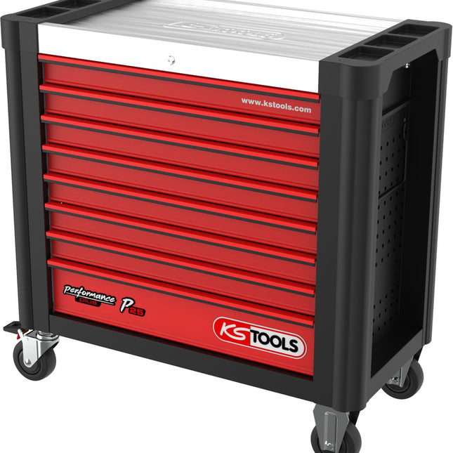 KS TOOLS PERFORMANCEplus P25 SCHWARZ/ROT Werkstattwagen mit 8 Schubladen ( 873.3008 ) - Toolbrothers