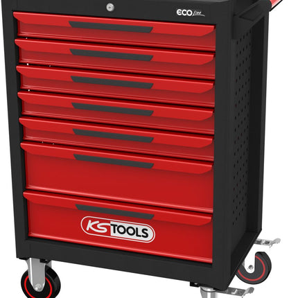 KS TOOLS ECOline SCHWARZ/ROT Werkstattwagen mit 7 Schubladen ( 897.0007 ) - Toolbrothers