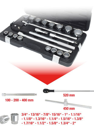 KS TOOLS 3/4" Steckschlüssel-Satz, 21-tlg 12-kant ( 911.0751 ) - Toolbrothers