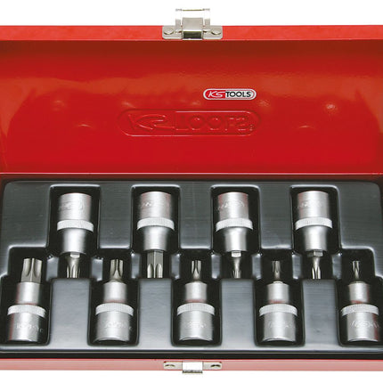 KS TOOLS 1/2" Bit-Stecknuss-Satz, 9-tlg, TB20-TB60 mit Stirnlochbohrung ( 911.1386 ) - Toolbrothers