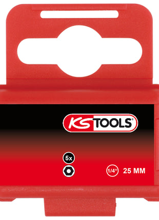 KS TOOLS 1/4" Bit Innensechskant,Bohrung,25mm,3mm,5er Pack ( 911.2941 ) - Toolbrothers