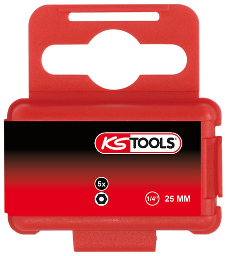 KS TOOLS 1/4" Bit Innensechskant, Bohrung, 25mm, 5/64'', 5er Pack ( 911.2962 ) - Toolbrothers