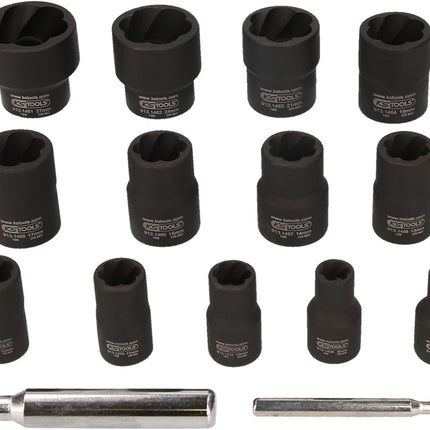 KS TOOLS 1/4"+1/2" Spiral-Profil-Kraft-Stecknuss-Satz, 15-tlg ( 913.1460 ) - Toolbrothers