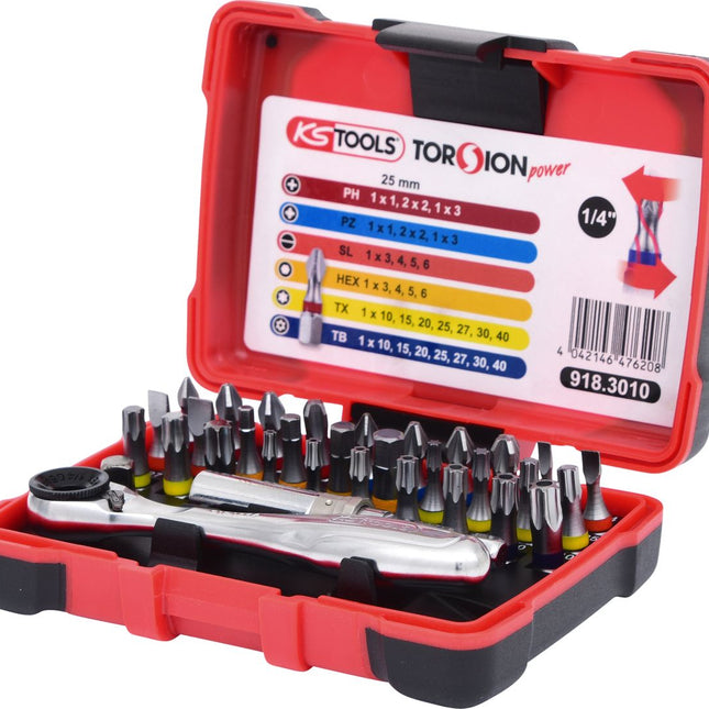 KS TOOLS 1/4" TORSIONpower Bit-Box, 32-tlg ( 918.3010 ) - Toolbrothers