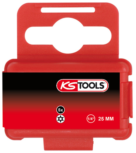 KS TOOLS 1/4" TORSIONpower Bit Torx, 25mm, TB27, mit Bohrung, 5er Pack ( 918.3626 ) - Toolbrothers