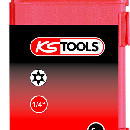 KS TOOLS 1/4" TORSIONpower Bit Torx, 75mm, TB20, mit Bohrung, 5er Pack ( 918.3661 ) - Toolbrothers