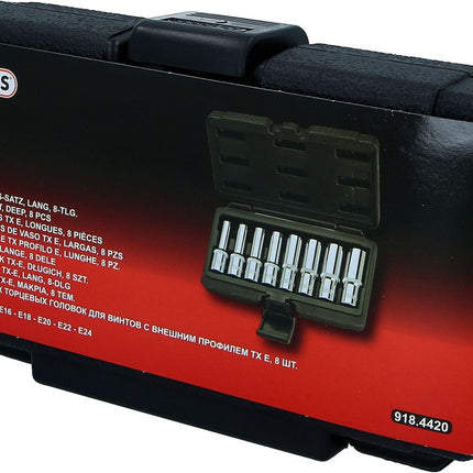 KS TOOLS 1/2" CHROMEplus Torx-E-Stecknuss-Satz, lang, 8-tlg ( 918.4420 ) - Toolbrothers