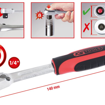 KS TOOLS 1/4" SlimPOWER Umschaltknarre,72 Zahn ( 920.1490 ) - Toolbrothers
