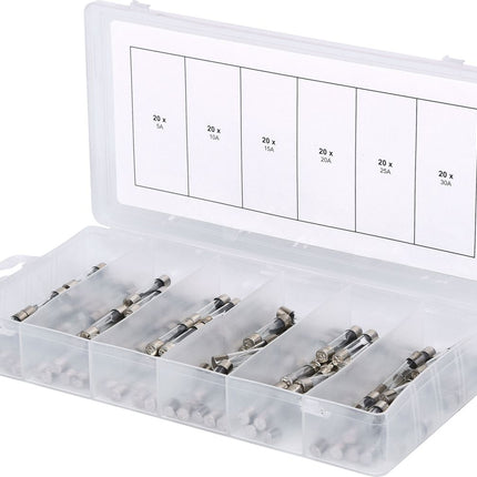 KS TOOLS Sortiment Glassicherungen, 5-30A, 120-tlg ( 970.0270 ) - Toolbrothers