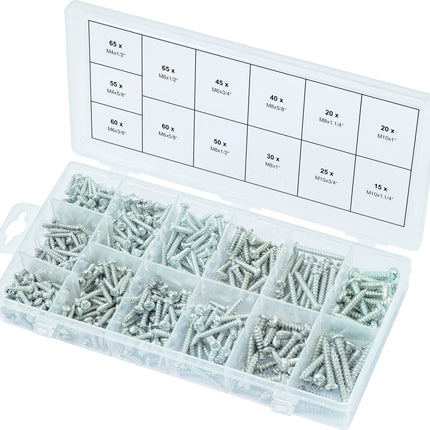 KS TOOLS Sortiment Linsenkopf-Blechtreibschrauben, 550-tlg ( 970.0420 ) - Toolbrothers