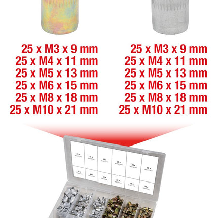 KS TOOLS Sortiment Gewindenieten, Stahl und Aluminium, M3x9mm-M10x21mm, 300-tlg ( 970.0630 ) - Toolbrothers