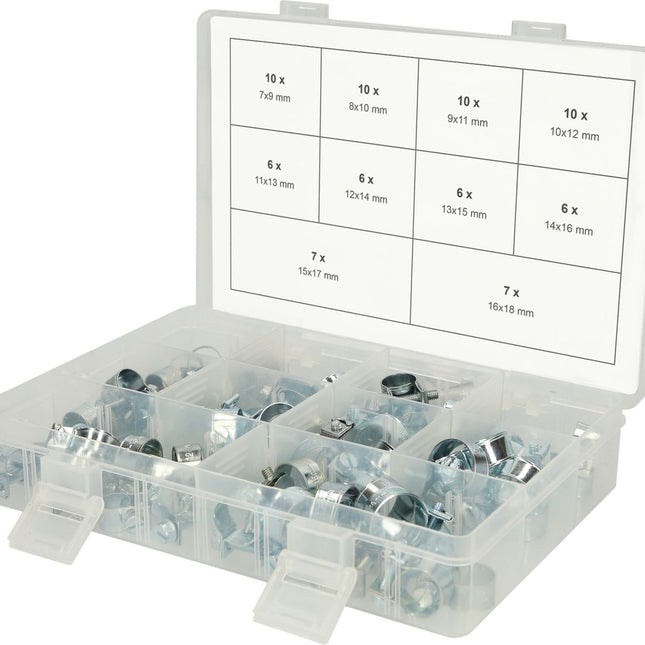 KS TOOLS Sortiment Mini-Schlauchklemmen,Ø 7-18mm, 78-tlg ( 970.0770 ) - Toolbrothers