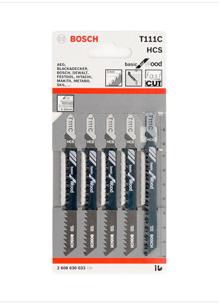 Bosch T 111 C Stichsägeblätter Basic for Wood 5 Stk. 100 mm ( 2608630033 ) - Toolbrothers