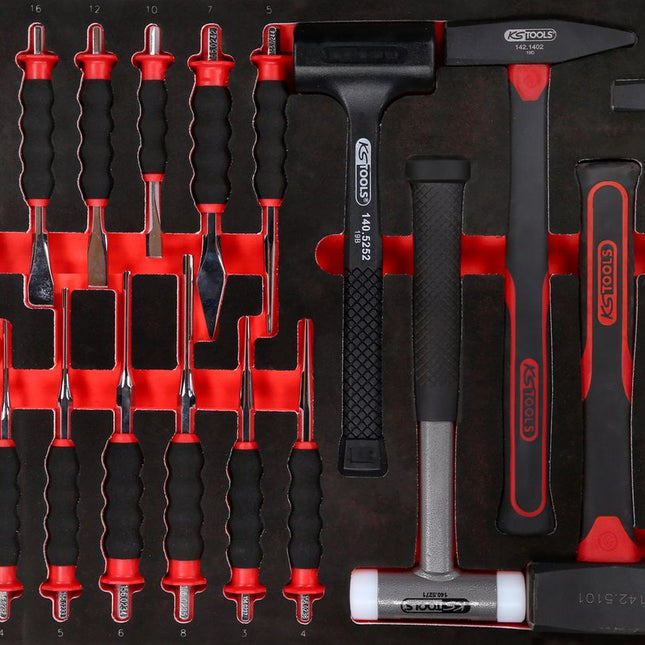 KS TOOLS Hammer- / und Meißel-Satz in Schaumstoffeinlage, 20-tlg ( 811.0020 ) - Toolbrothers