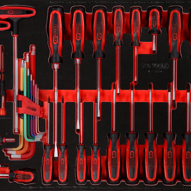 KS TOOLS Jeu de tournevis dans insert en mousse, 34 pcs ( 811.0034 )