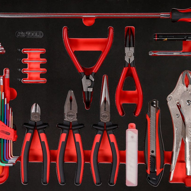 KS TOOLS Jeu de clés mâles coudées et de pinces dans insert en mousse, 45 pcs ( 811.0045 )
