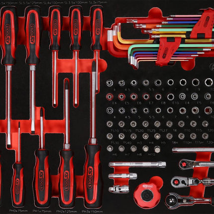 KS TOOLS Jeu de clés à douille et de tournevis 1/4' dans insert en mousse, 105 pcs ( 811.0105 )