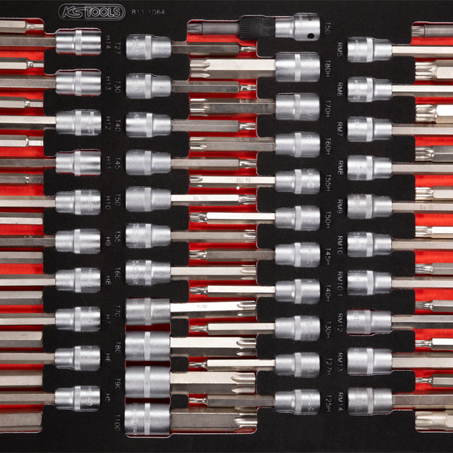 KS TOOLS Jeu de douilles tournevis 1/2' dans insert en mousse, 64 pcs ( 811.1064 )