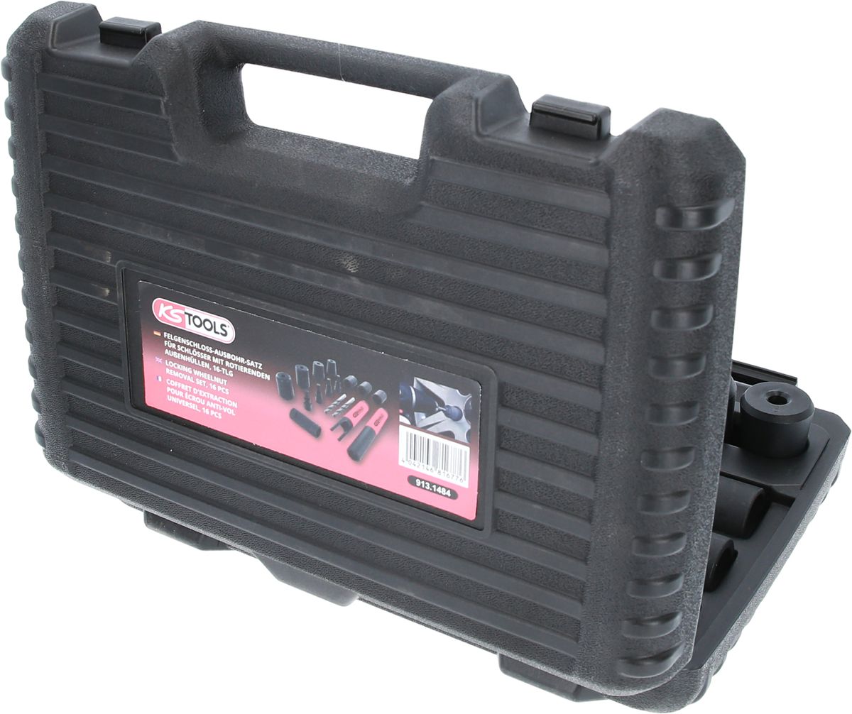 KS TOOLS Felgenschloss-Ausbohr-Satz, 16-tlg ( 913.1484 ) - Toolbrothers