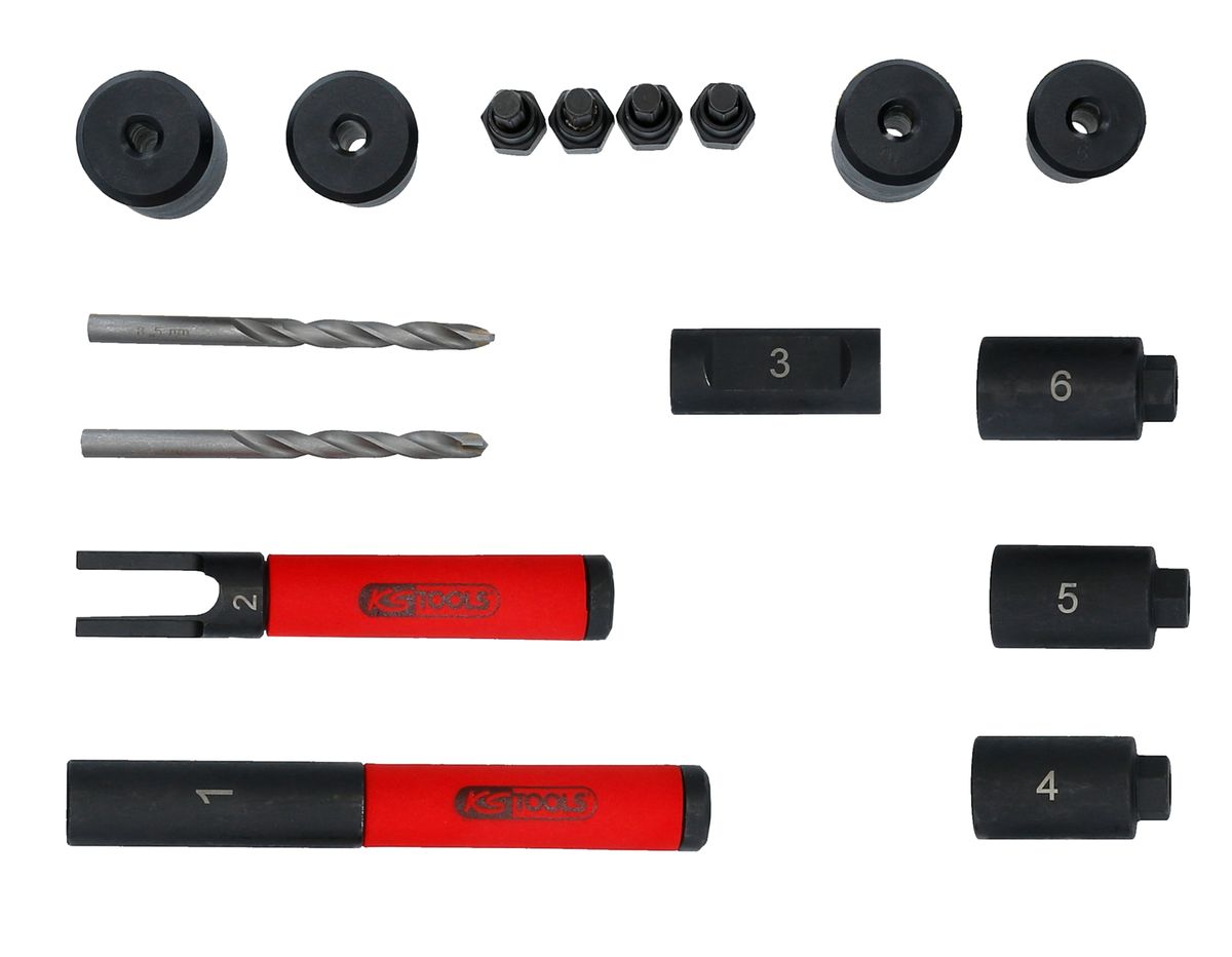 KS TOOLS Felgenschloss-Ausbohr-Satz, 16-tlg ( 913.1484 ) - Toolbrothers