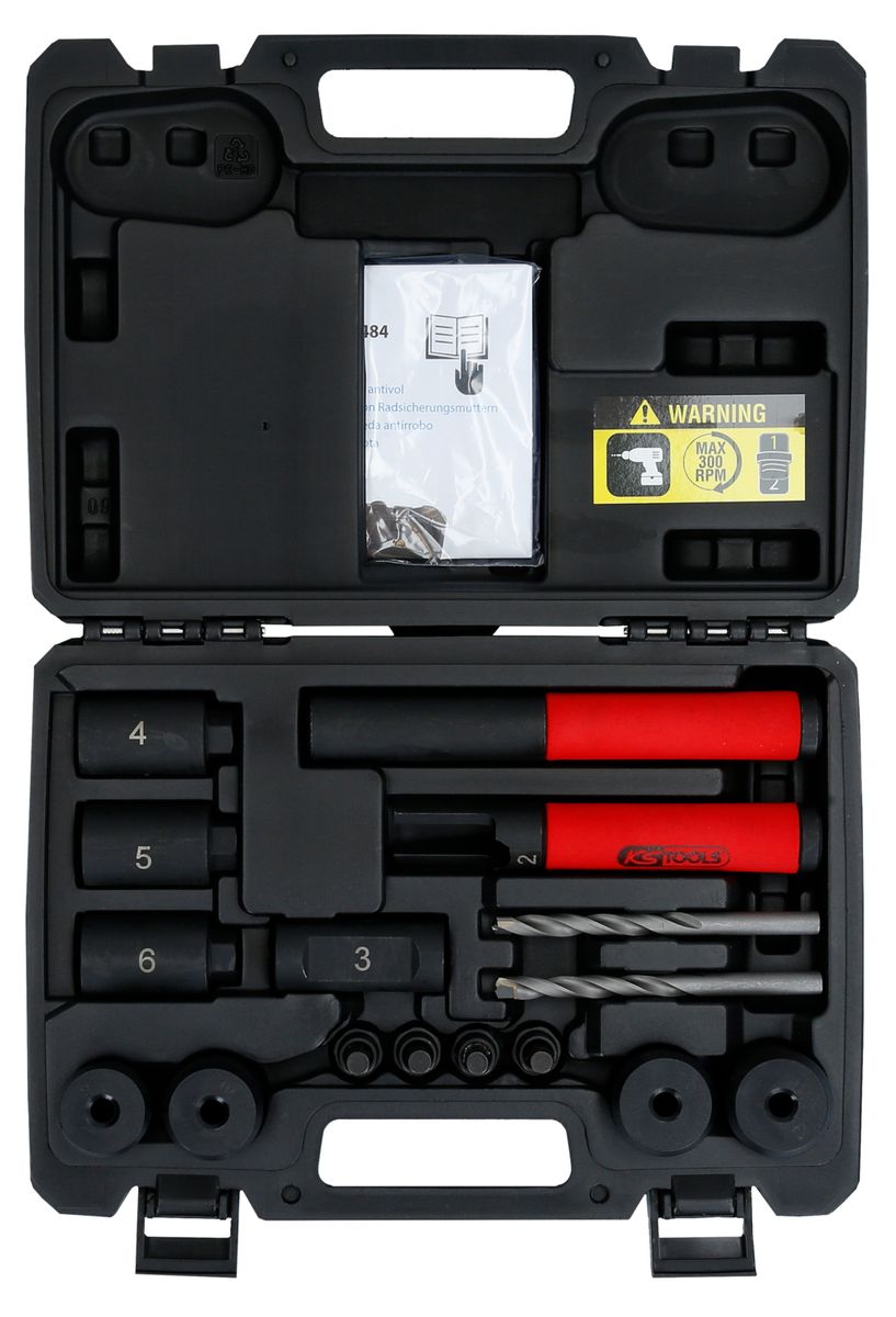 KS TOOLS Felgenschloss-Ausbohr-Satz, 16-tlg ( 913.1484 ) - Toolbrothers