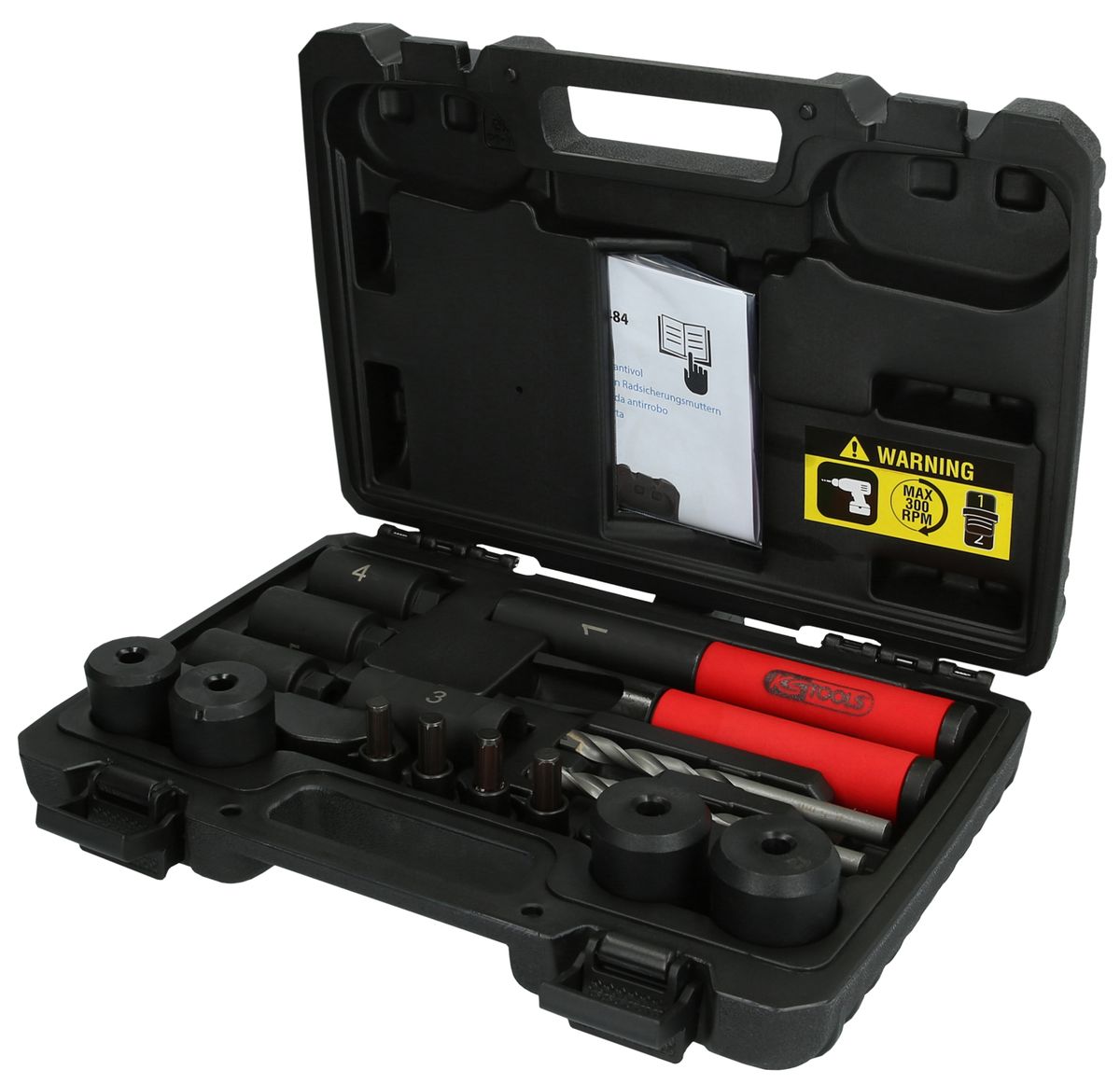 KS TOOLS Felgenschloss-Ausbohr-Satz, 16-tlg ( 913.1484 ) - Toolbrothers