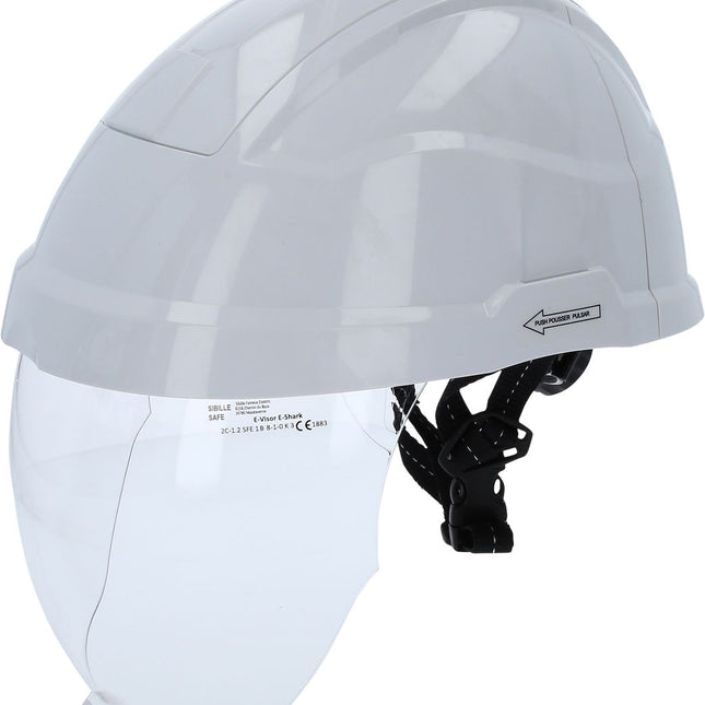 KS TOOLS Casque de sécurité de travail avec visière, blanc ( 117.0118 )