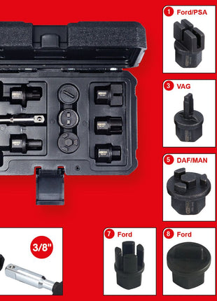 KS TOOLS 3/8" Öldienst-Spezialprofil-Satz für Kunststoff-Ölablassschrauben, 9-tlg ( 150.1040 ) - Toolbrothers