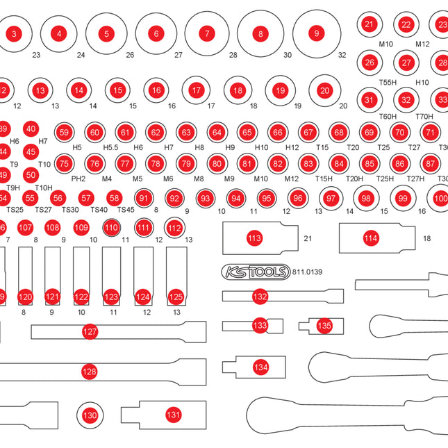KS TOOLS Insert en mousse vide pour 811.0139 ( 811.0139-97 )