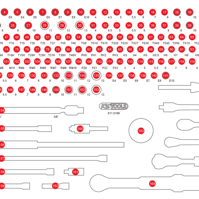 KS TOOLS Insert en mousse vide pour 811.0169 ( 811.0169-97 )