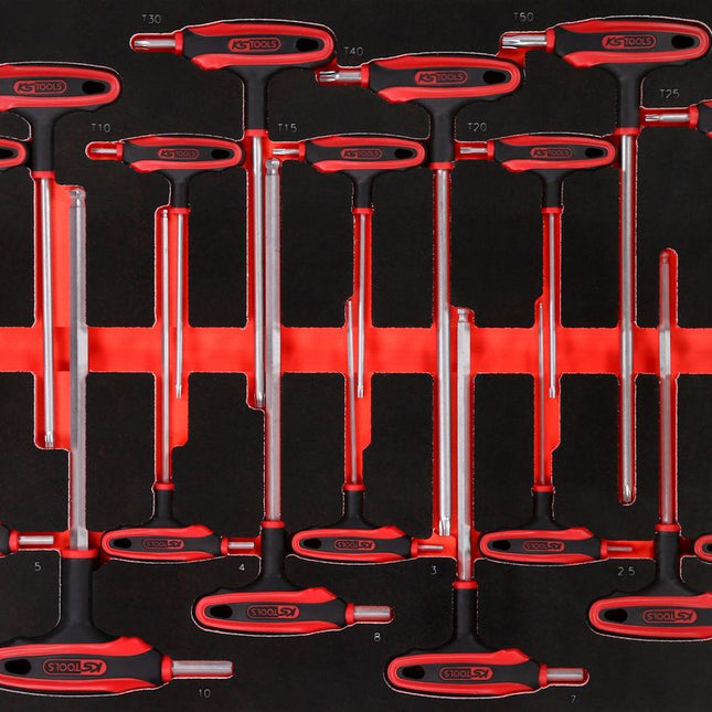 KS TOOLS Jeu de clés mâles coudées à poignée en T dans insert en mousse, 18 pcs ( 811.1018 )