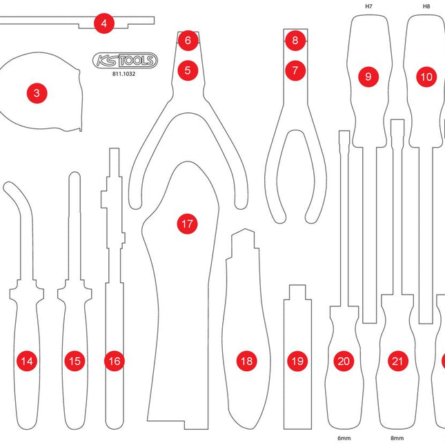 KS TOOLS Insert en mousse vide pour 811.1032 ( 811.1032-97 )