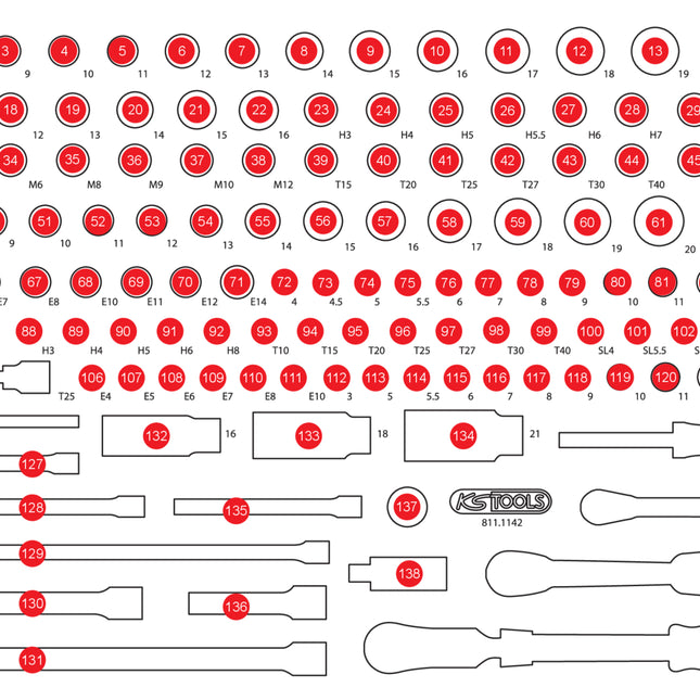 KS TOOLS Insert en mousse vide pour 811.1142 ( 811.1142-97 )