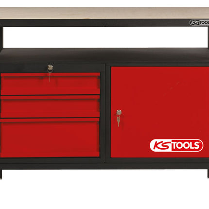 KS TOOLS Werkbank mit 3 Schubladen und 1 Tür, H840xB1200xT600mm ( 865.0003 ) - Toolbrothers
